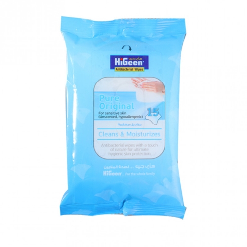 HiGeen Antibacterial Wipes 15, Pure Original